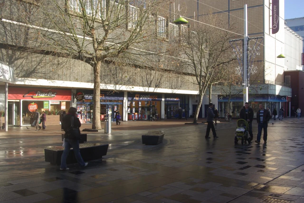 Shopping street and pedestrian area in Slough