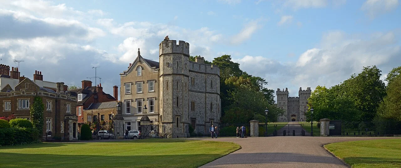 Windsor Castle viewed across a lawn